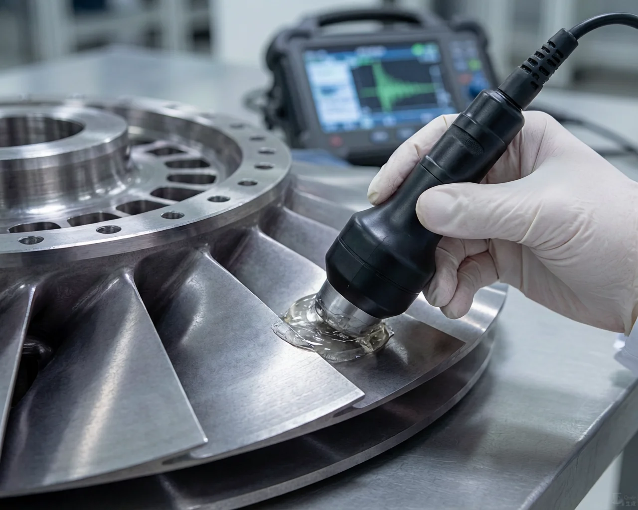 Ultrasonic testing for aerospace propulsion parts