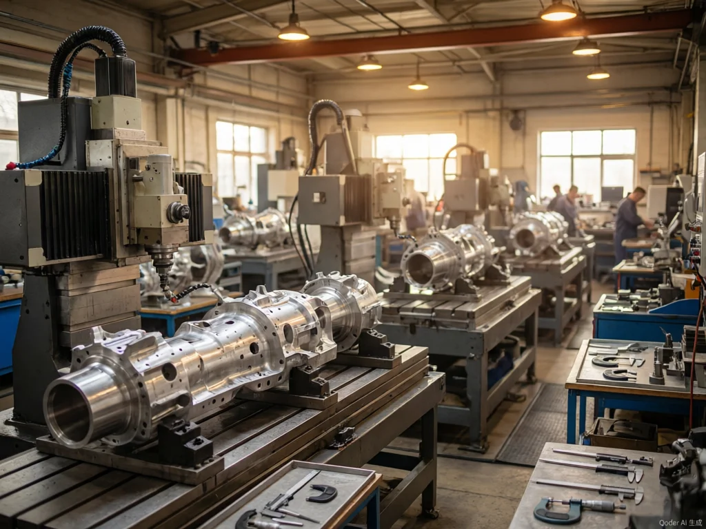 CNC machining workshop for space components